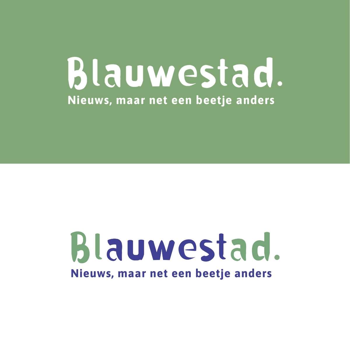 Typografisch headmast ontwerp voor Blauwestadblad krant, grafisch ontwerp project uit regio Groningen.